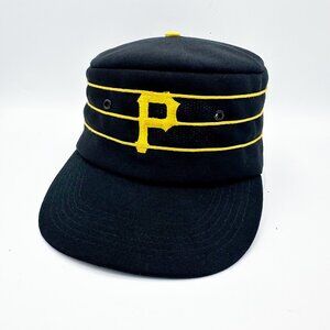 Vintage 80s Pittsburgh Pirates MLB Pillbox Snapback Baseball Hat Cap San Sun